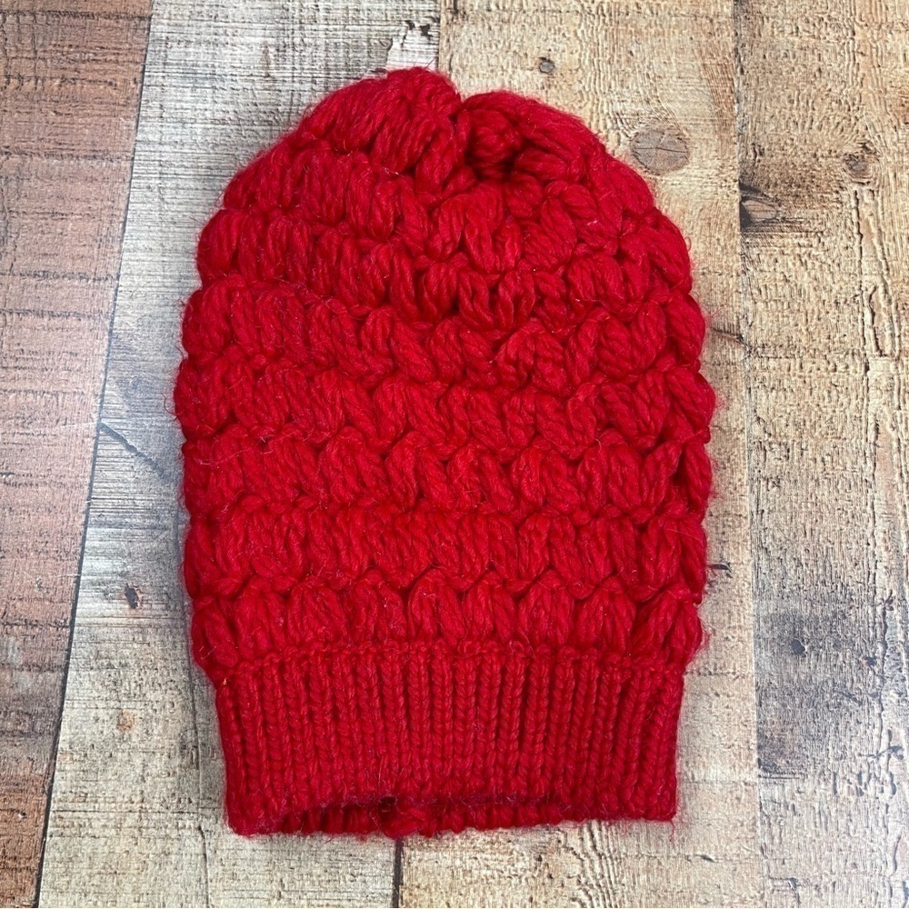 Lane Bryant Knit Chunky Red Winter Beanie Hat One Size Holidays Warm Thick